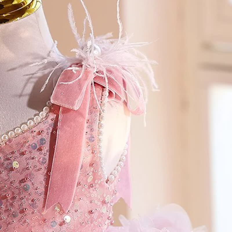 Glitter Split Joint Feather-trimmed Sleeveless Midi Dresses - image 5