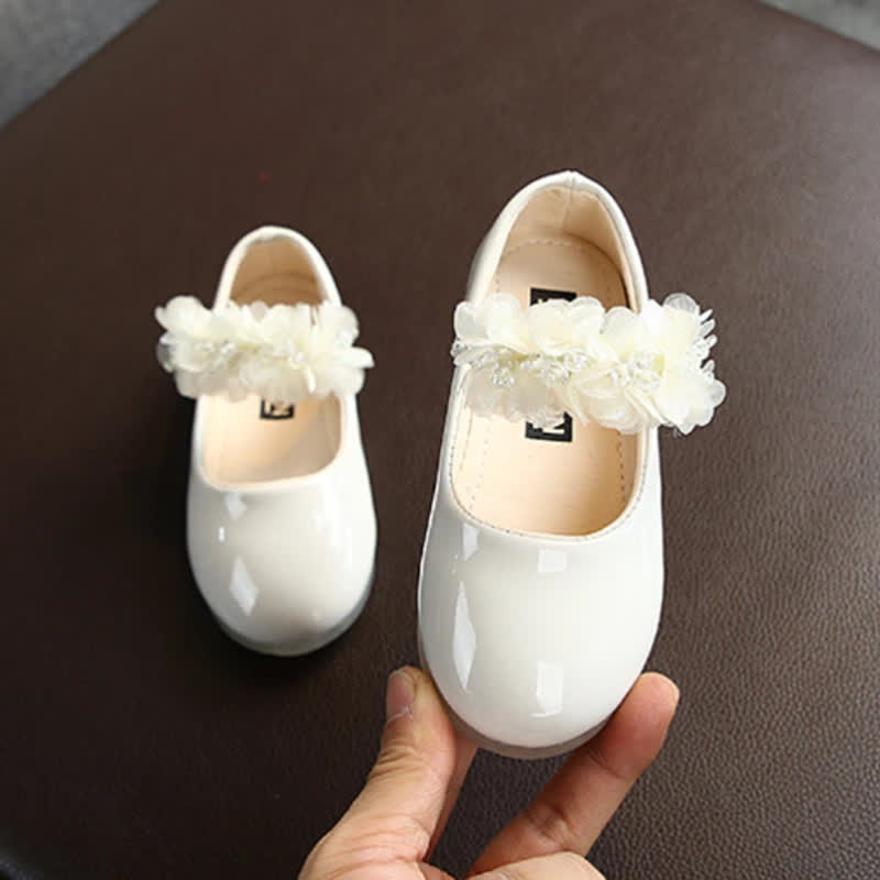 Solid Rosette Almond Toe Mary Janes - White - 30码 - image 12
