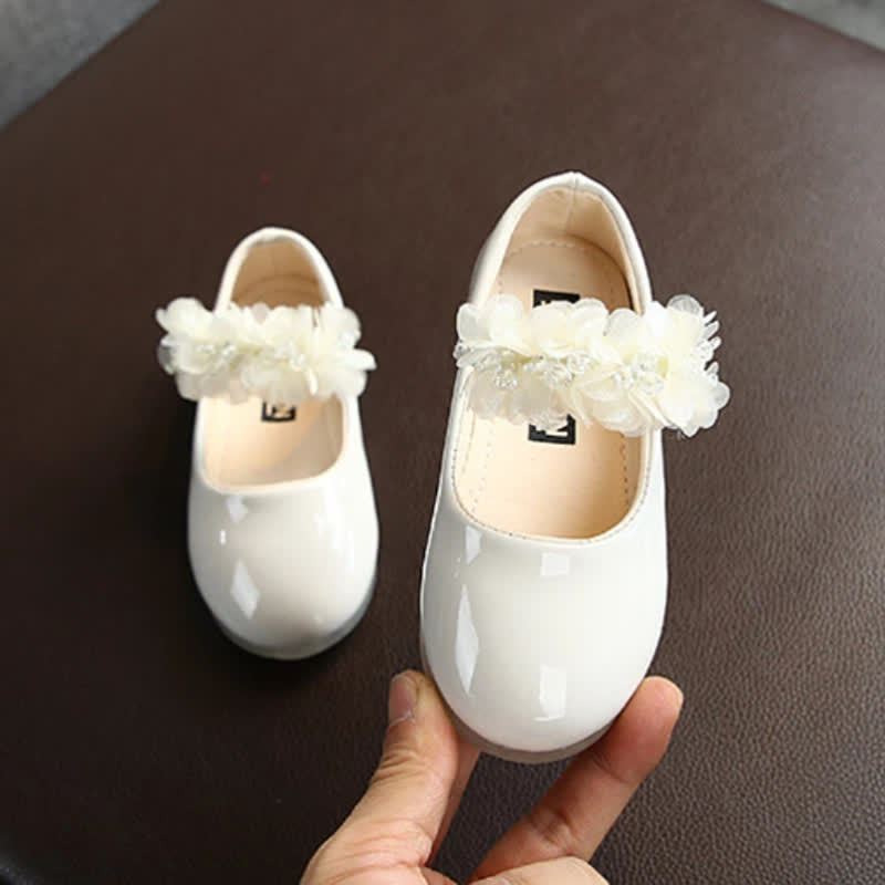 Solid Rosette Almond Toe Mary Janes - White - 30码 - image 12