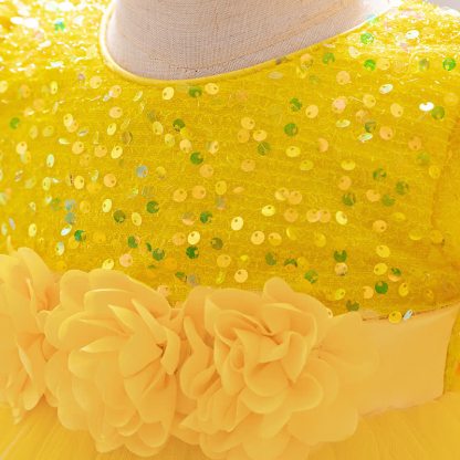 Sequins & Mesh Bow Sequins Short Sleeve Mid-long Dresses - image 27