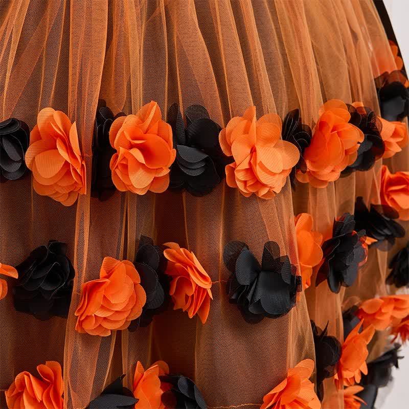 Satin & Mesh Rosette Sleeveless Mid-long Dresses - image 21