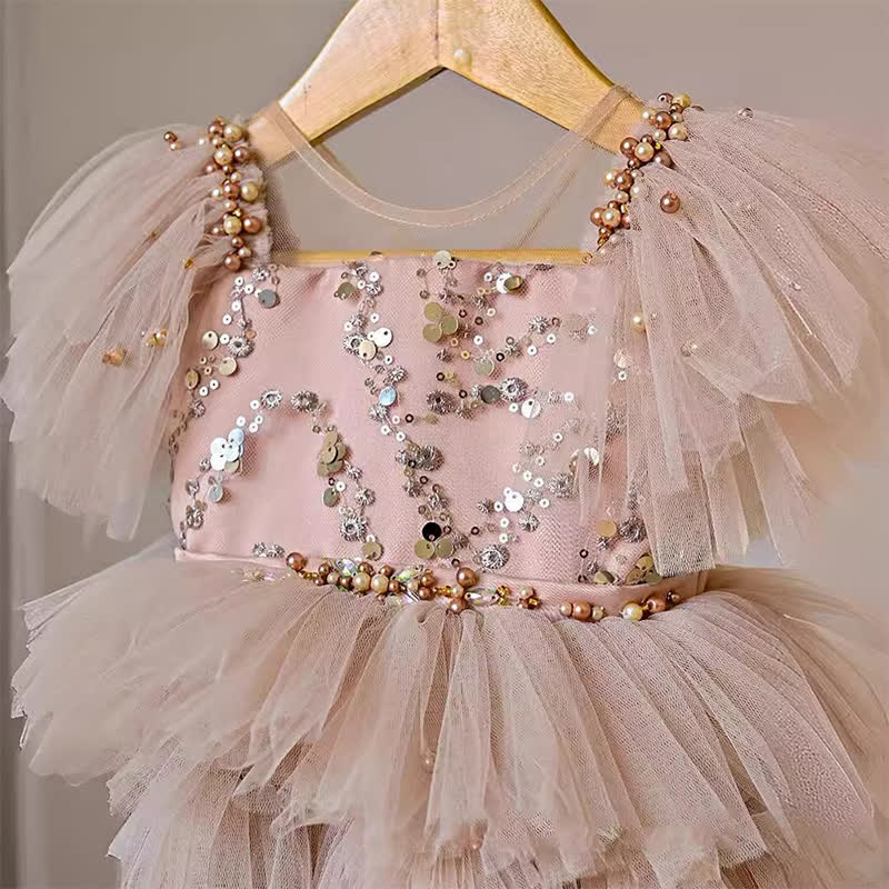 Mesh Tiered Ruffled Short Sleeves Midi Dresses - image 4