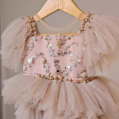 Mesh Tiered Ruffled Short Sleeves Midi Dresses - image 4