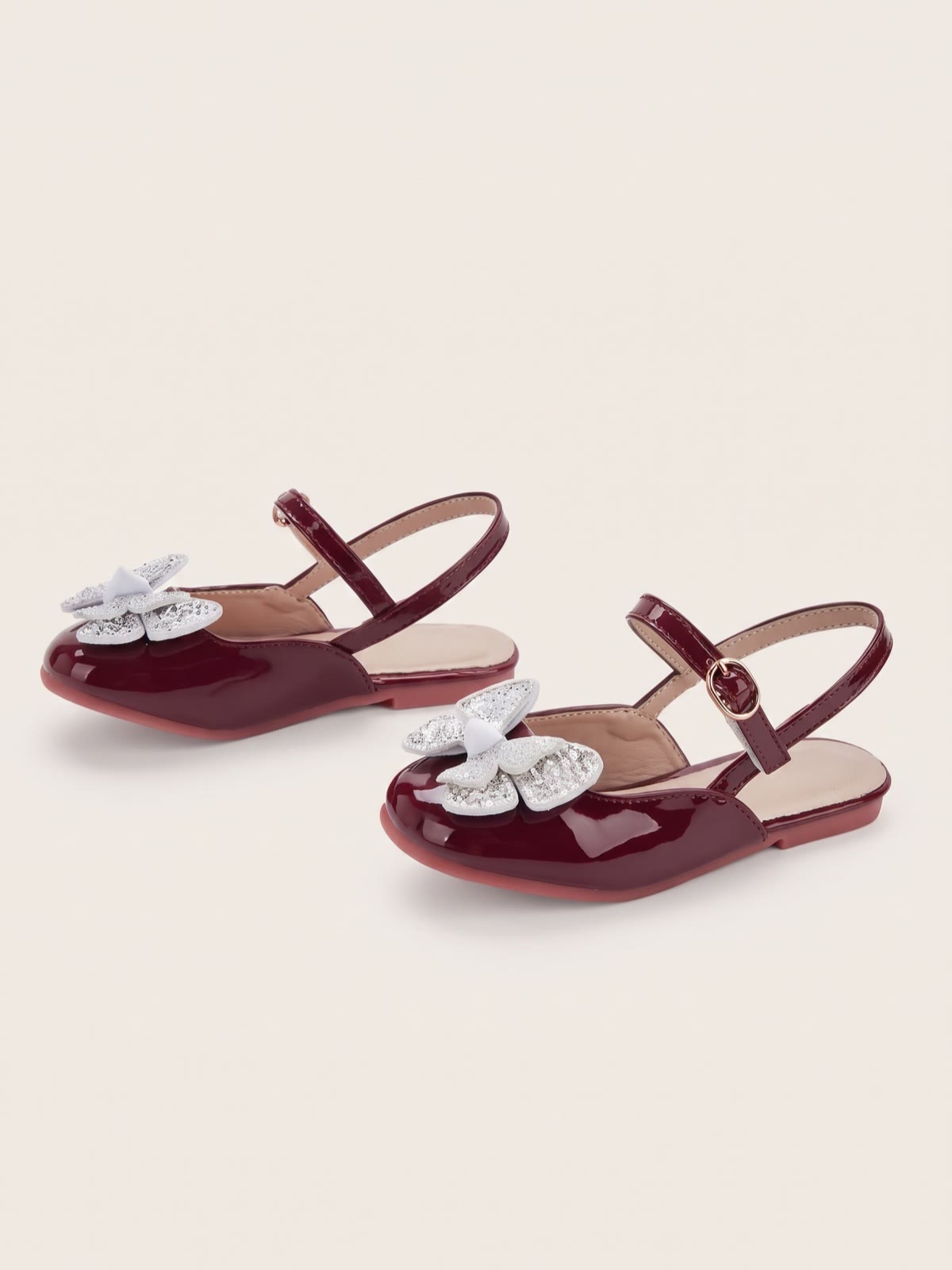 Solid Rhinestones Butterfly Almond Toe Mary Janes - image 5