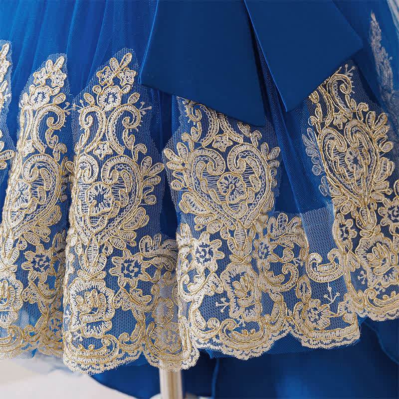 Mesh Lace Bow Long Sleeve Maxi Dresses - image 23