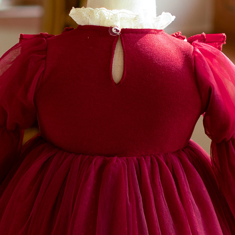 Cotton Folds Lace Long Sleeve Mid-long Dresses - image 19