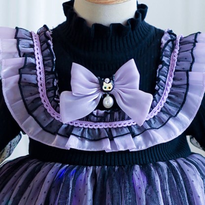 [Archive Sale] Yarn/wool Yarn Folds Lace Long Sleeve Mid-long Dresses - image 5