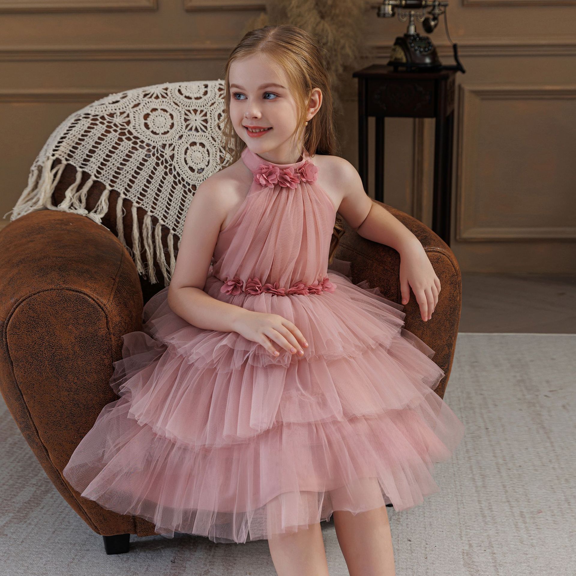 Mesh Rosette Sleeveless Midi Dresses - image 4