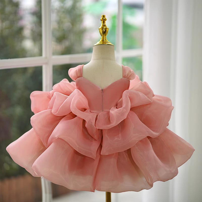 Organza Imitation Pearls Rosette Sleeveless Short Dresses - image 7