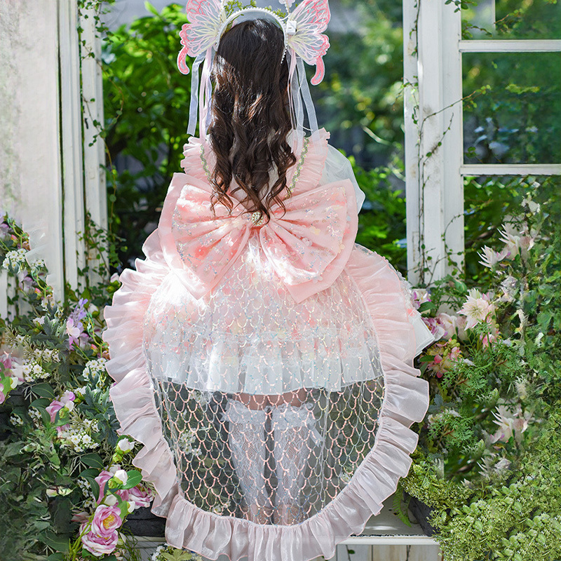 Mesh Applique Sleeveless Short Dresses With Bow Train - image 10