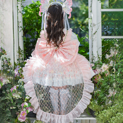 Mesh Applique Sleeveless Short Dresses With Bow Train - image 10