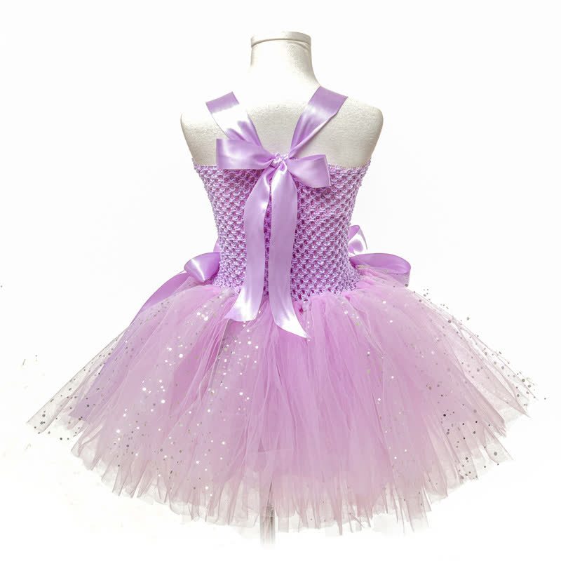 Mesh Sequins Crochet Butterfly Ballet Sleeveless Mid-long Dresses - image 12
