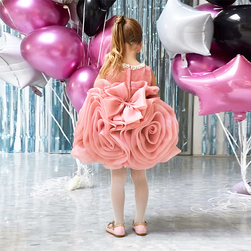Organza Imitation Pearls Rosette Sleeveless Midi Dresses - image 4