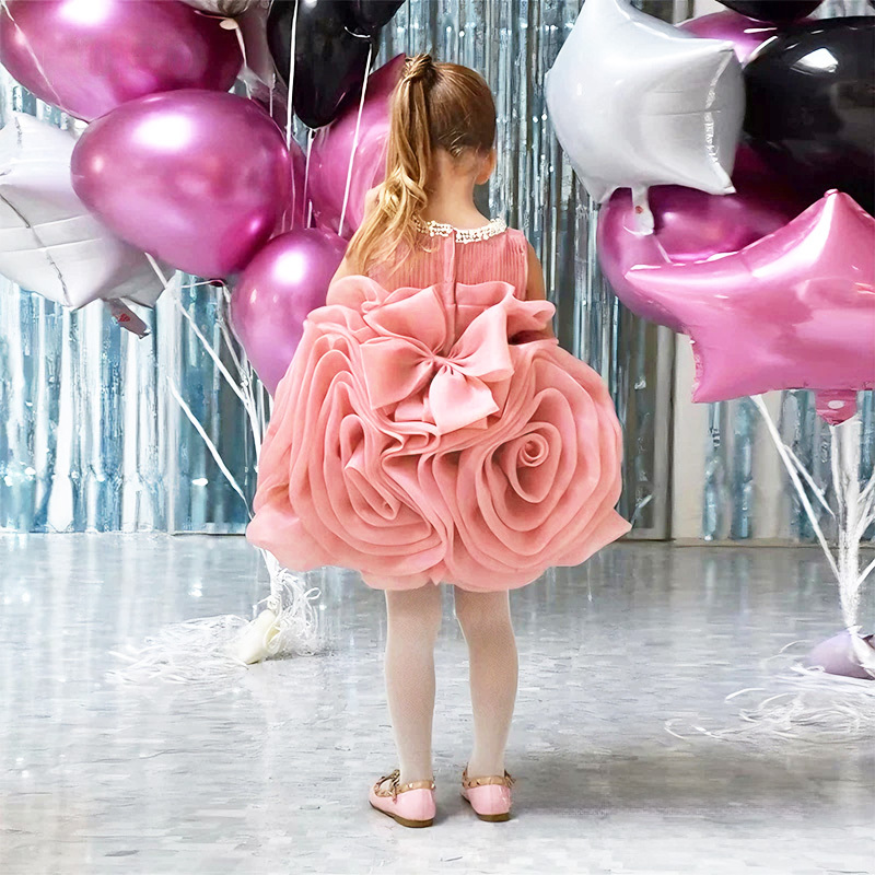 Organza Imitation Pearls Rosette Sleeveless Midi Dresses - image 4