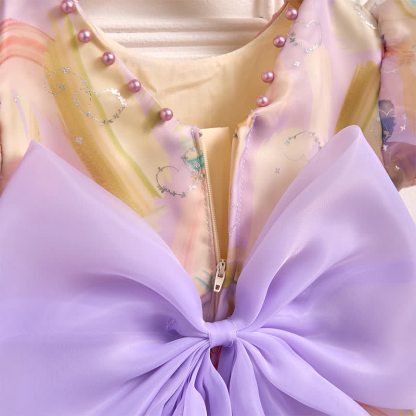 [Archive Sale] Organza Bow Pearl Short sleeve Midi Dresses - image 22