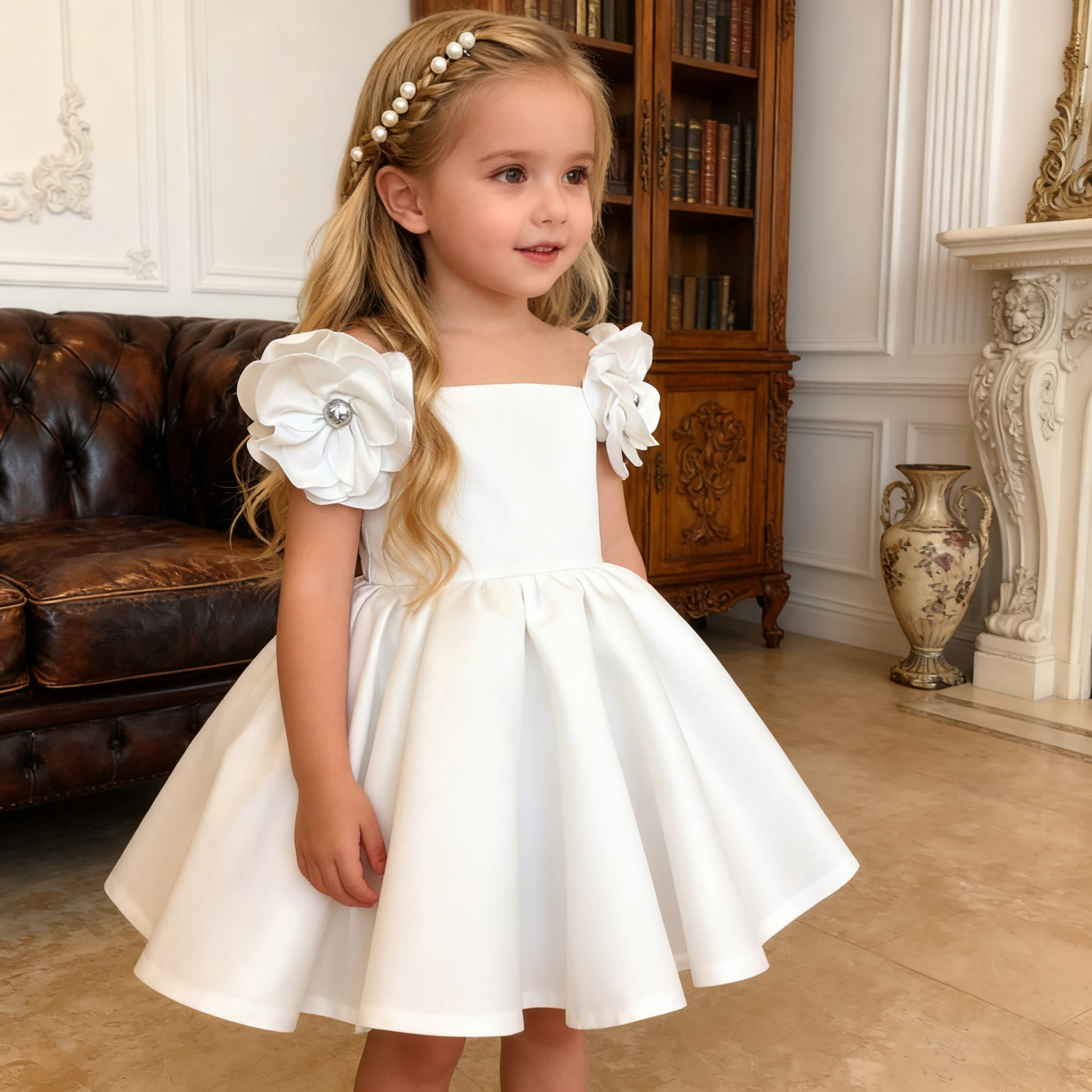 Satin Rosette Sleeveless Regular Dresses - image 15