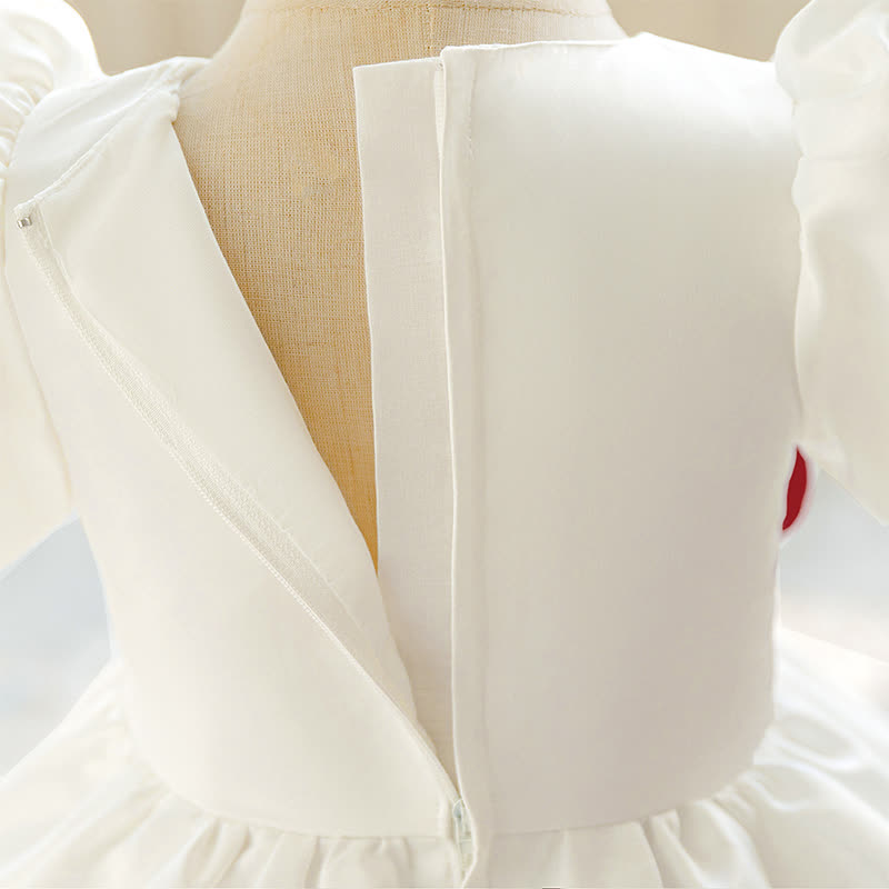 Satin Rosette Short Sleeve Mid-long Dresses - image 13