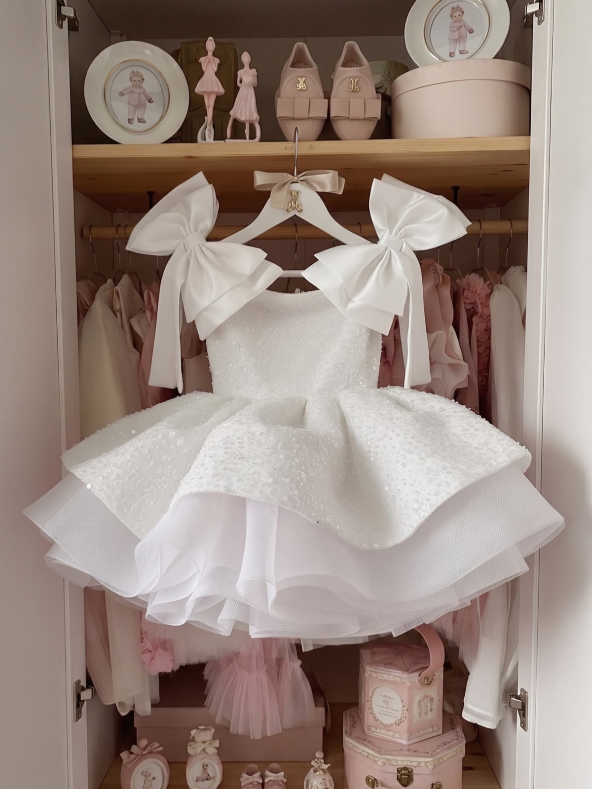 Glitter Bow Sleeveless Midi Dresses - White - 12-13Y - image 7