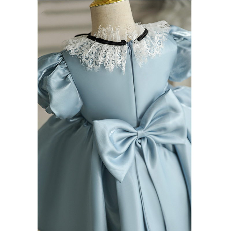 Satin Lace Edge Short Sleeve Midi Dresses - image 6