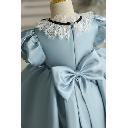 Satin Lace Edge Short Sleeve Midi Dresses - image 6