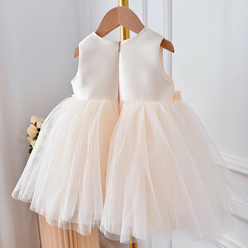 Satin Folds Bow Imitation Pearls Sleeveless Regular Dresses - image 13