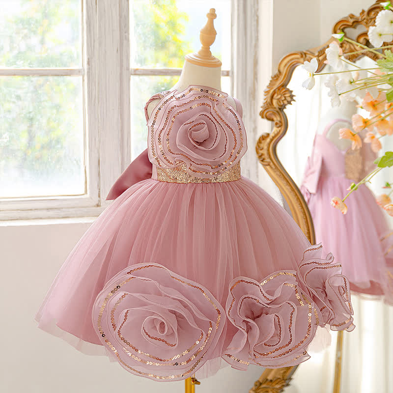 Sequins & Mesh Bow Rosette Sequins Sleeveless Maxi Dresses - image 4
