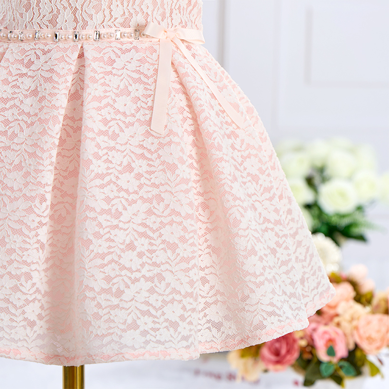 Lace Imitation Pearls Bow Sleeveless Mid-long Dresses - image 9