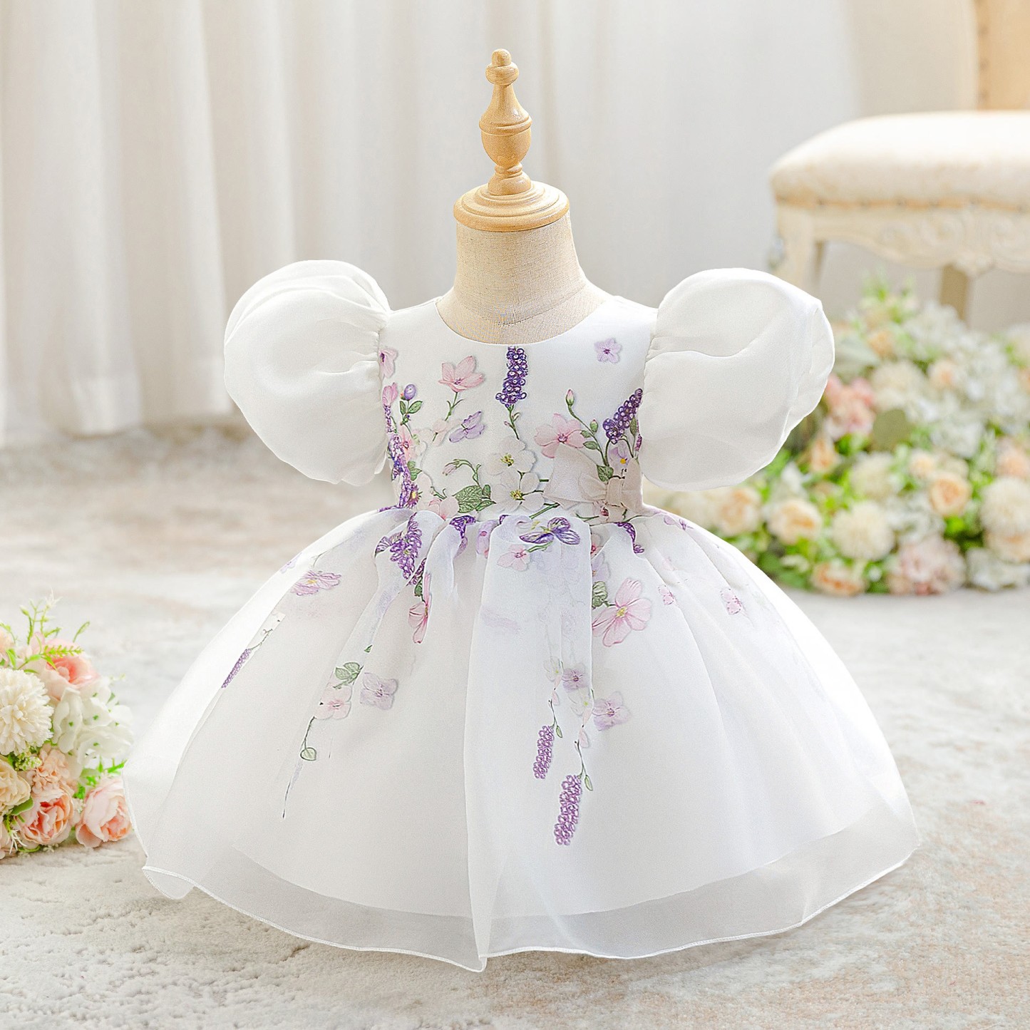 Organza Bow Short Sleeve Midi Dresses - image 6