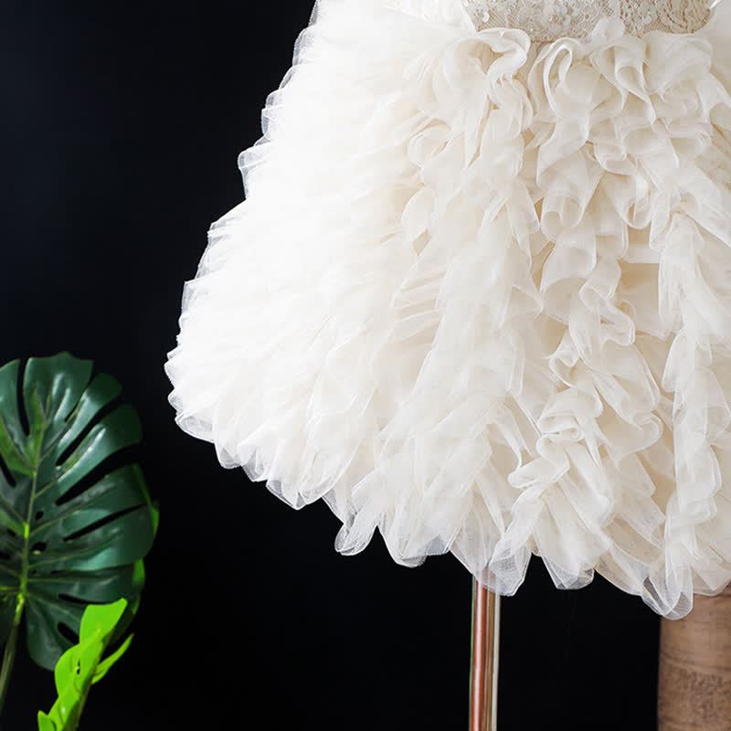 Chemical Fiber Blend Lace Bow Folds Sleeveless Mid-long Dresses - image 8