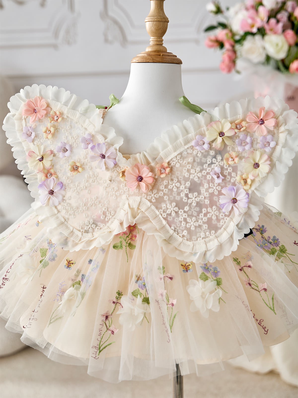 Mesh Rosette Sleeveless Midi Dresses With Hat And Wing - image 11