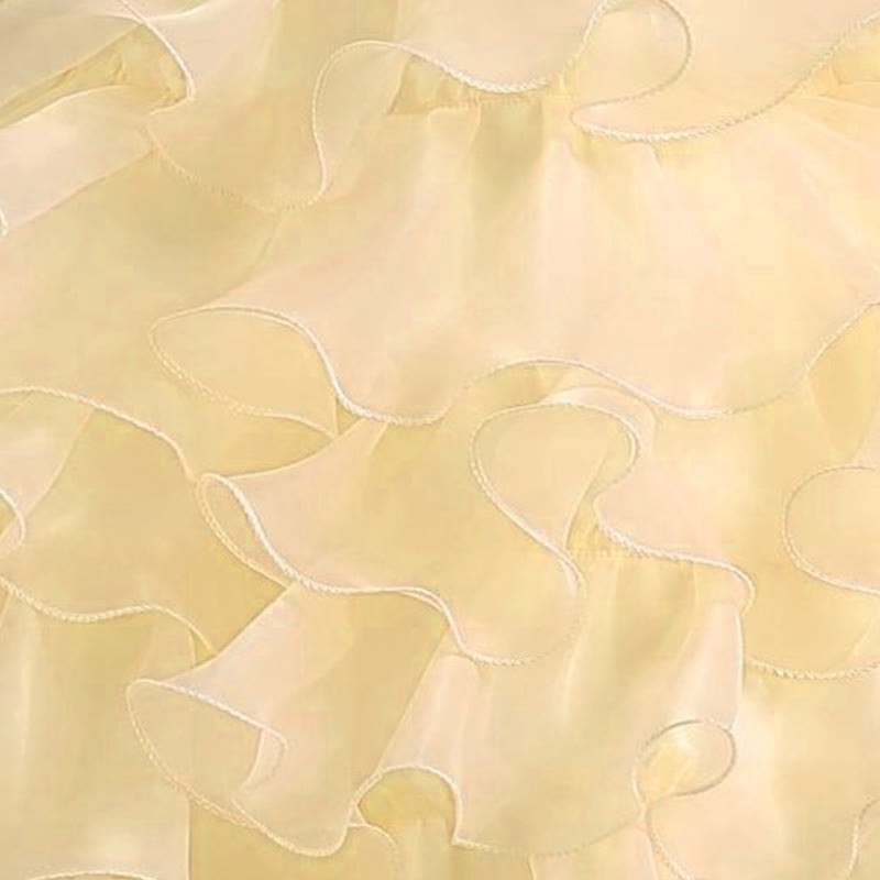 Organza Folds Sequins Bow Short Sleeve Mid-long Dresses - image 11