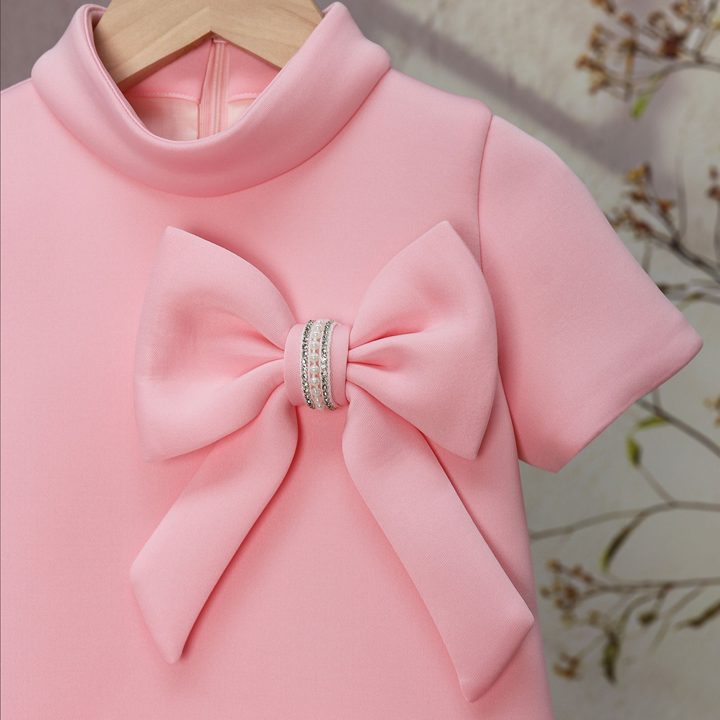 [Archive Sale] Scuba Knit Rosette Short Sleeve Midi Dresses - image 5