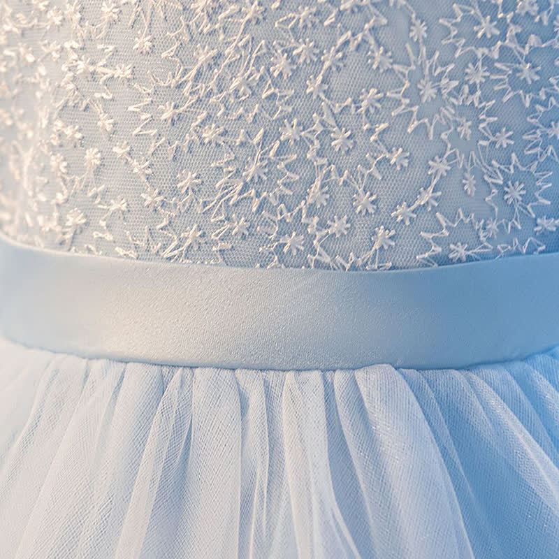 Embroidery Mesh Piping Long Sleeve Midi Dresses - image 24