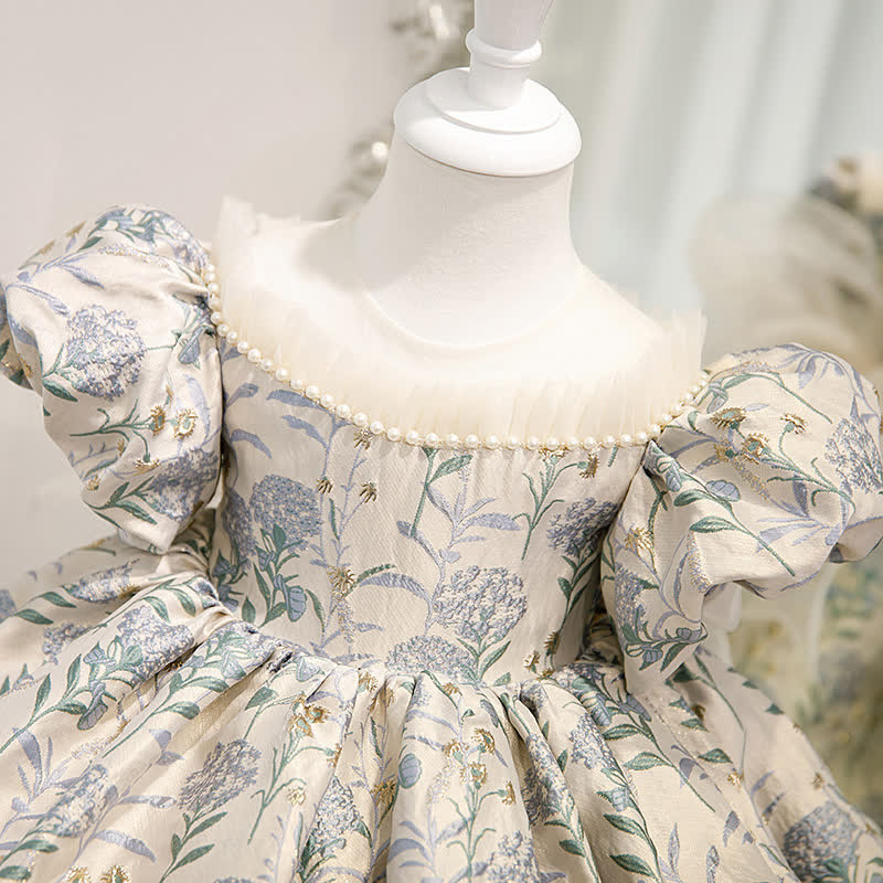 Jacquard Imitation Pearls Short Sleeve Midi Dresses - image 4