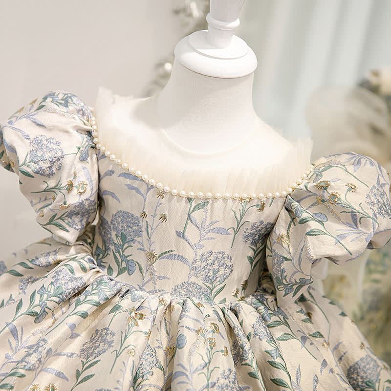 Jacquard Imitation Pearls Short Sleeve Midi Dresses - image 4