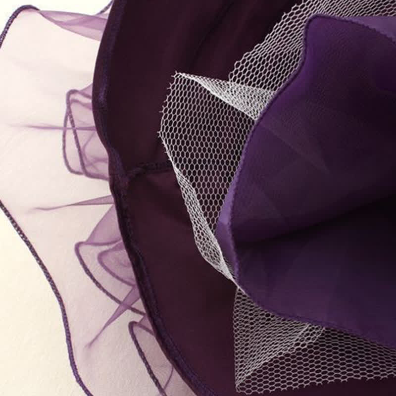 Mesh Folds Bow Sleeveless Midi Dresses - image 16