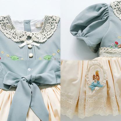 [Archive Sale] Chemical Fiber Blend Stitching Lace Short Sleeve Midi Dresses - image 7