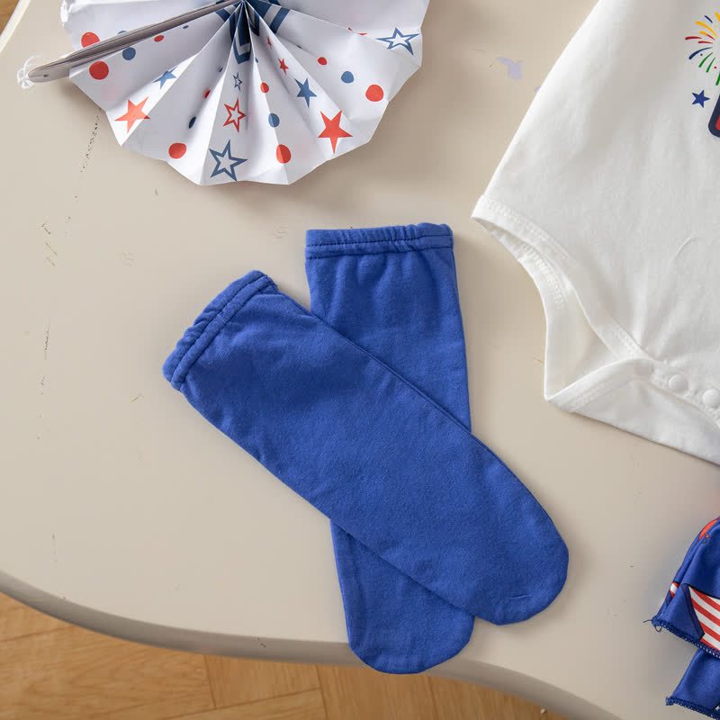 Cotton-blend Bow Short Sleeve Shorts Bodysuit With Shorts Headband And Socks - image 6