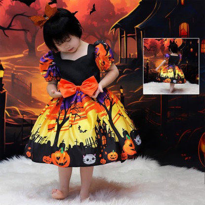 Satin Bow Short Sleeve Mid-long Dresses - image 11