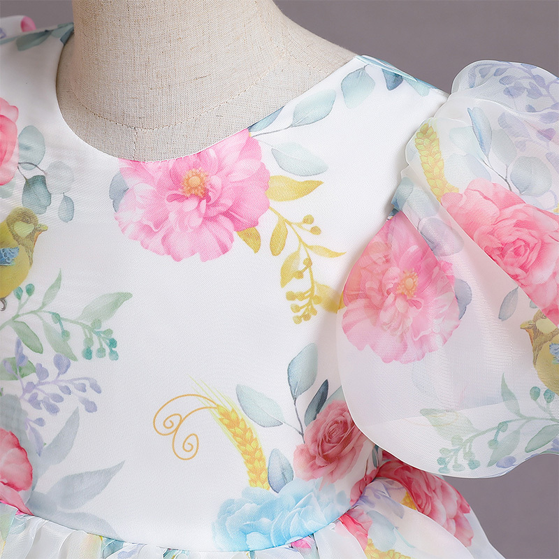 Organza Bow Printing Short Sleeve Midi Dresses - image 9