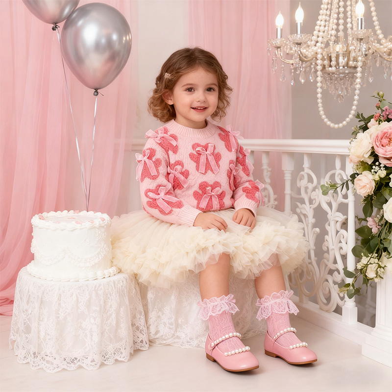 Acrylic Little Bear Bow Long Sleeves Midi Two-piece Set - image 32