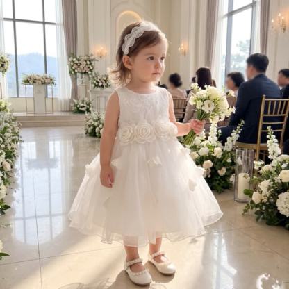 Silk Fabrics Rosette Sleeveless Short Dresses - image 4