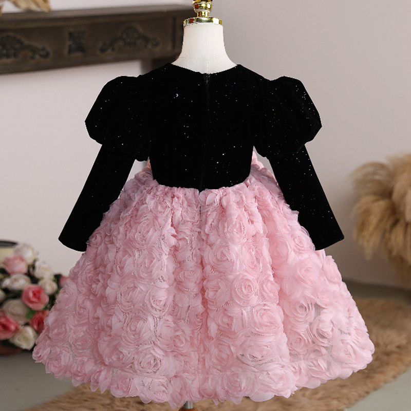 [Archive Sale] Velvet Rosette Long Sleeve Mid-long Dresses - image 10