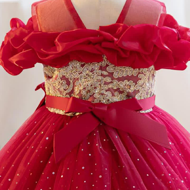 Mesh Bow Ruched Short Sleeve Maxi Dresses - image 11