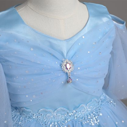 Mesh Lace Glitter Short Sleeve Mid-long Dresses - image 20