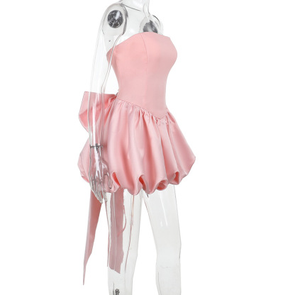 Satin Bow Sleeveless Short Dresses - image 10