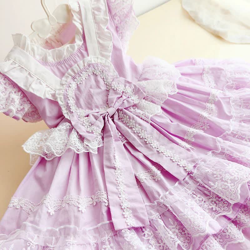100% Cotton Lace Bow Sleeveless Midi Dresses - image 9