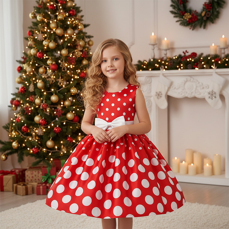 Satin Printing Bow Sleeveless Regular Dresses - image 8