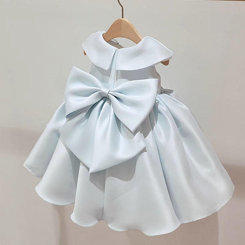 Satin Imitation Pearls Bow Sleeveless Midi Dresses - image 4