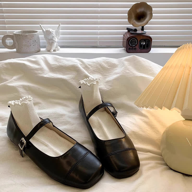 Solid Metallic Finish Square Toe Mary Janes  - image 9